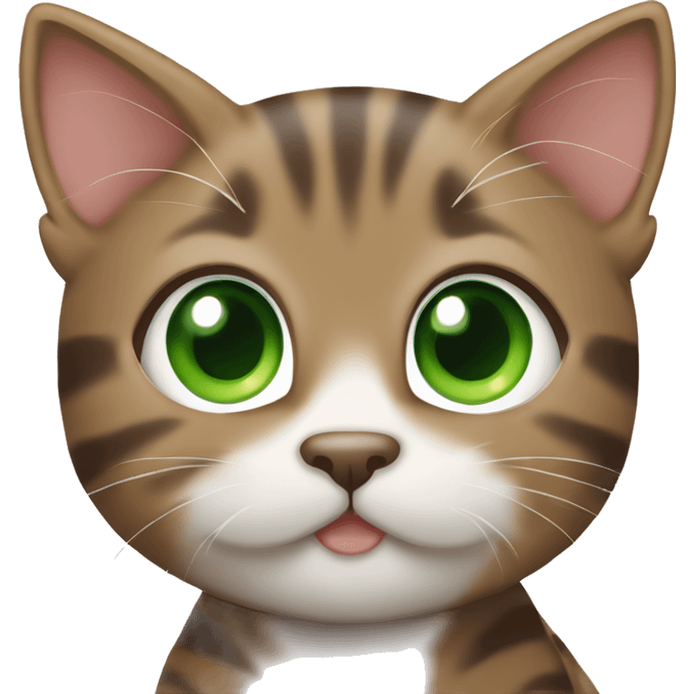 kawaii brown tabby kitten with green eyes emoji