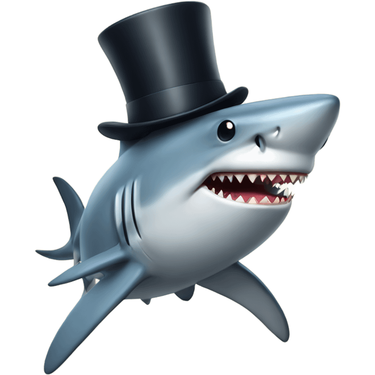 Shark with a top hat emoji