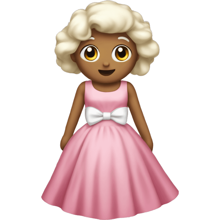 pink dress with white bows and lave  emoji