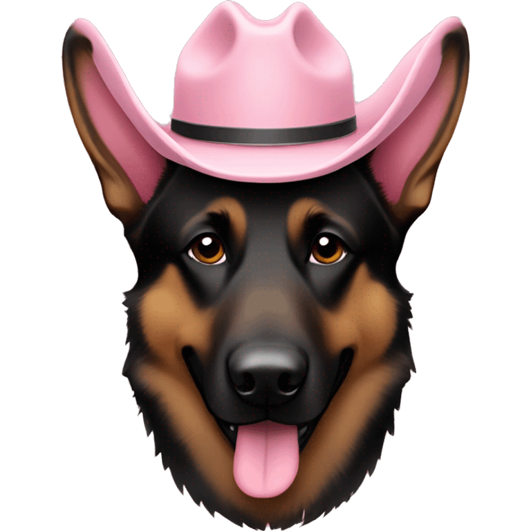 Dark German shepherd pretty light pink cowboy hat emoji