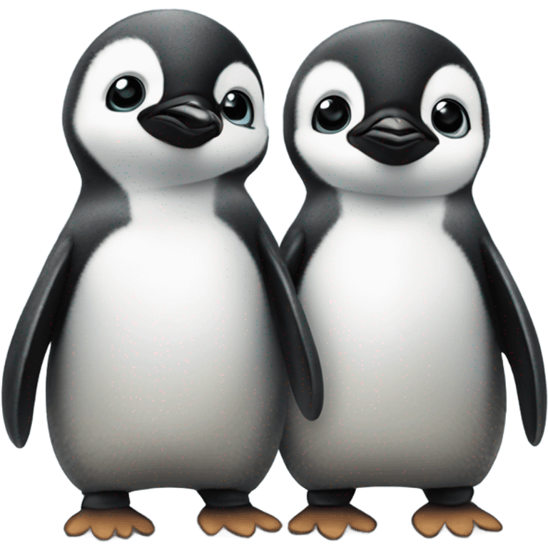 Baby penguins holding hands emoji