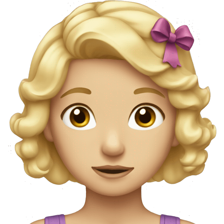 Blonde haired girl with bow emoji