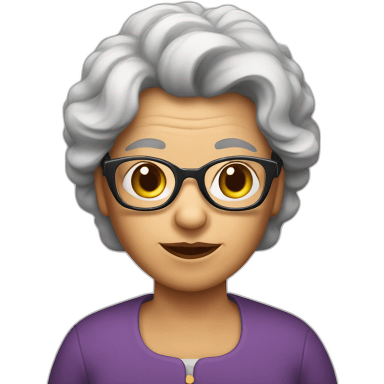 Abuela con gafas y pelo rizado emoji