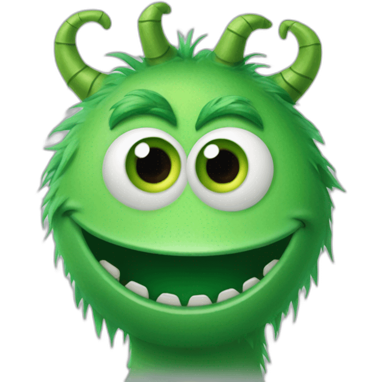 Smiling green monster with one eye from Monsters Inc emoji