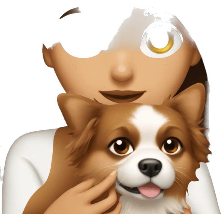 Brown hair Girl Holding a Pomeranian  emoji