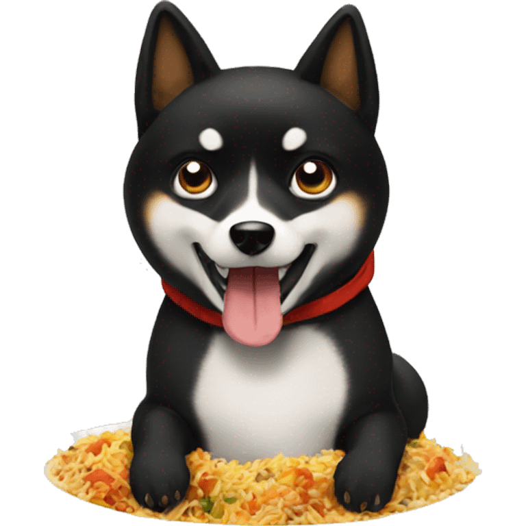 Black shibainu-eating-biriyani emoji