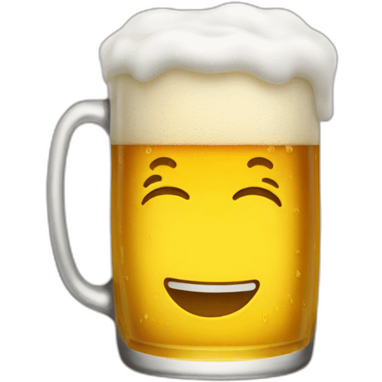 beer glass with a happy face emoji