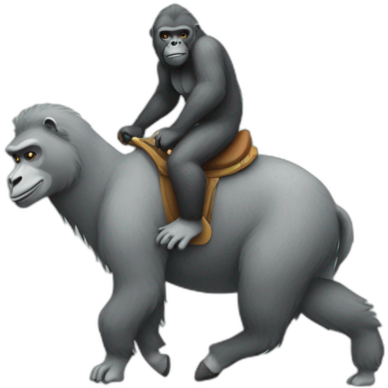 Gorilla riding a grey Llama emoji