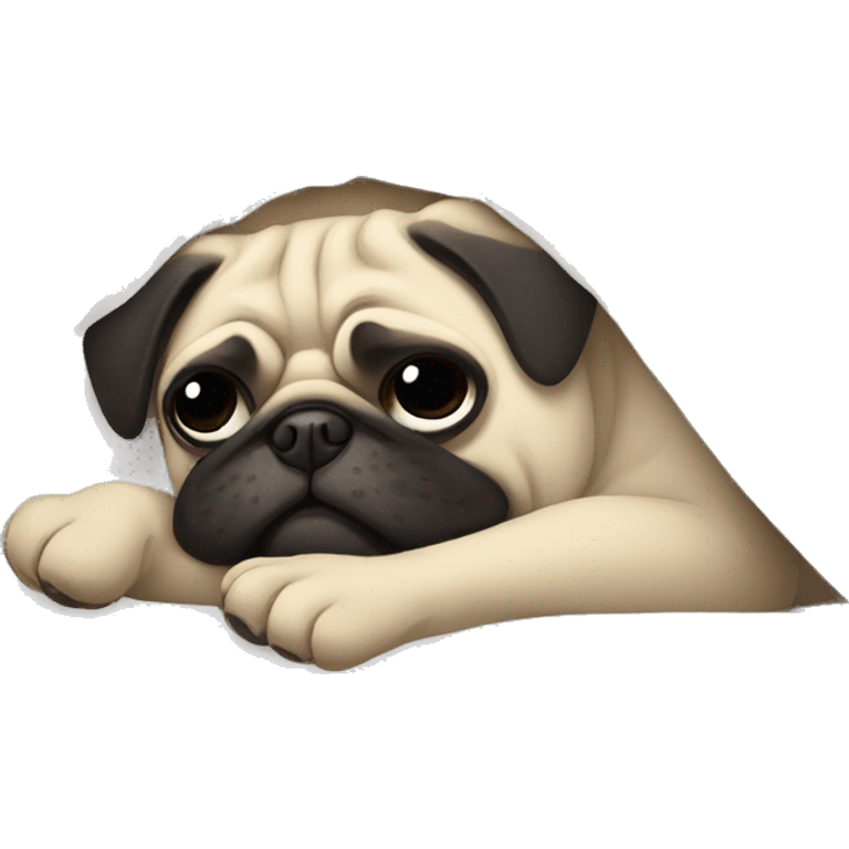 pug sleeping in bed emoji