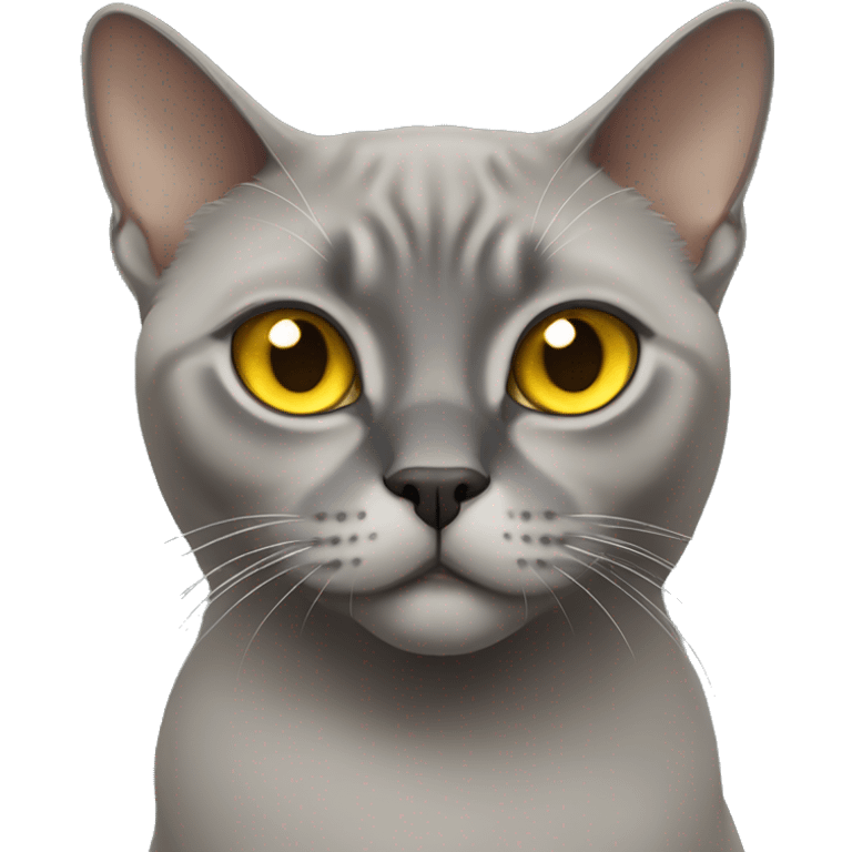 gray Burmese cat with yellow eyes emoji