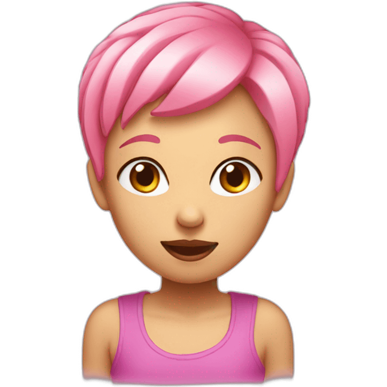 girl with short pink hair tounge sticking out emoji