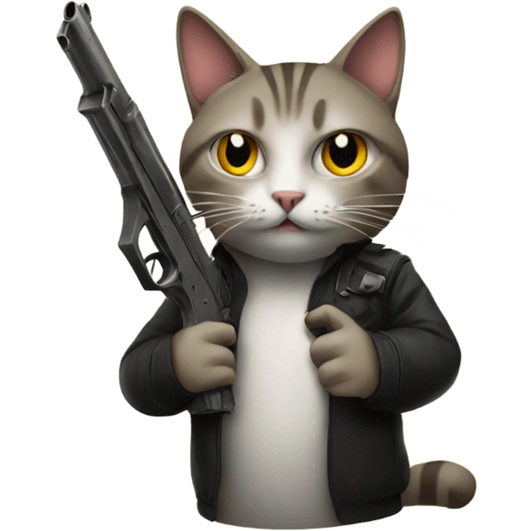 Cat holding a gun emoji