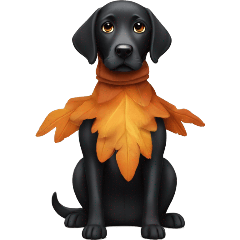 Full size Black Labrador dog in a turkey costume emoji