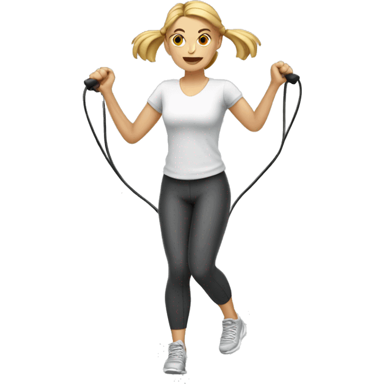 white gym junkie female using a skipping rope over her head emoji