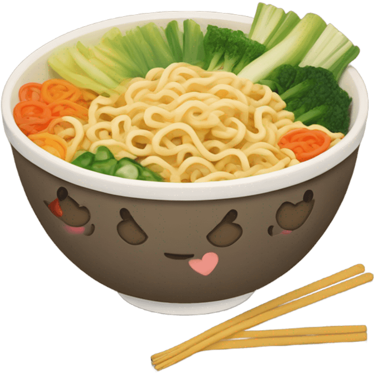 Ramen noodles with hearts emoji