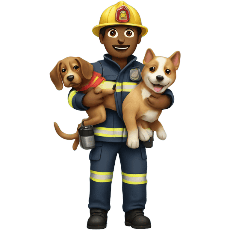 Fireman holding a dog emoji