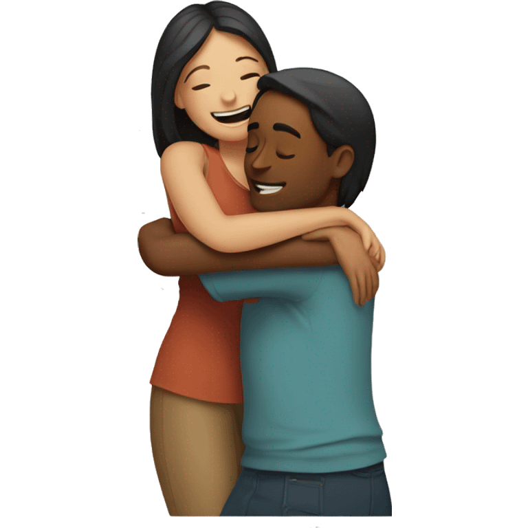 White guy hugging indian girl emoji