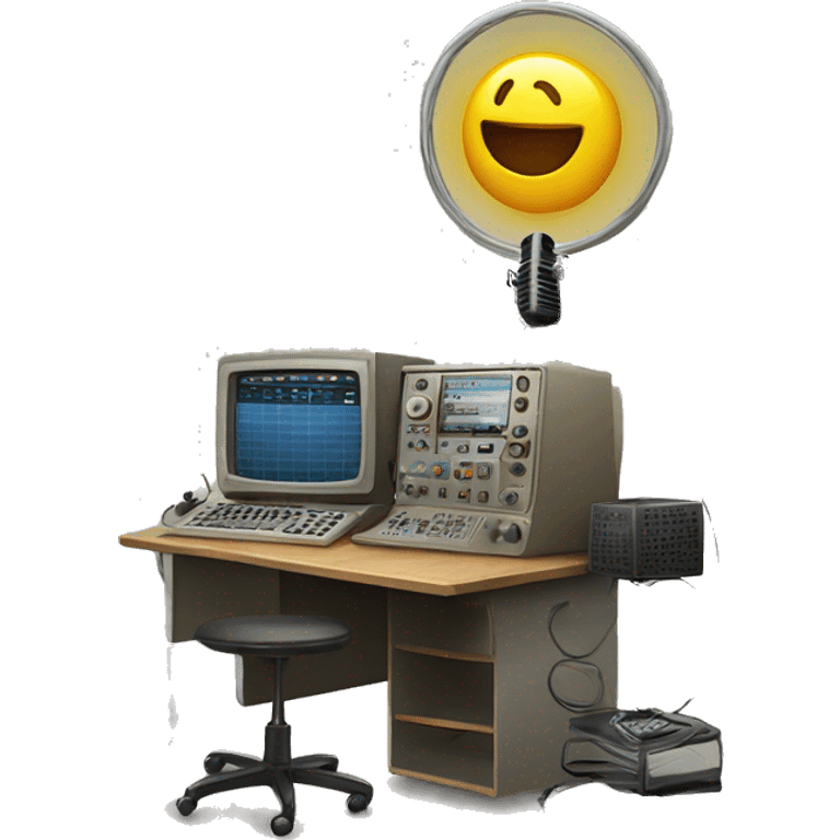 Amateur radio station with lots of radio and big antenna emoji