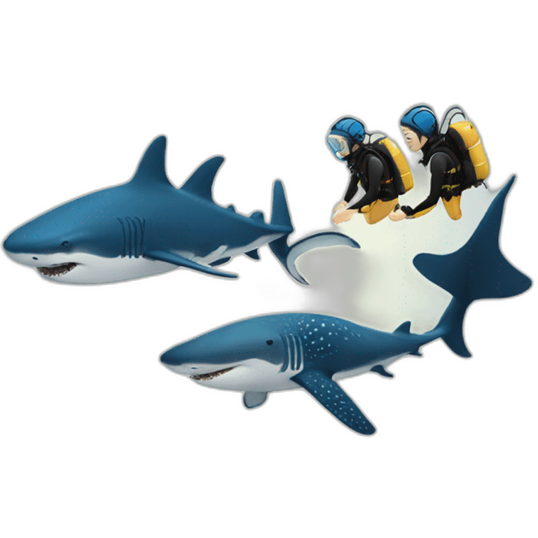 Two scuba divers and a whale shark  emoji