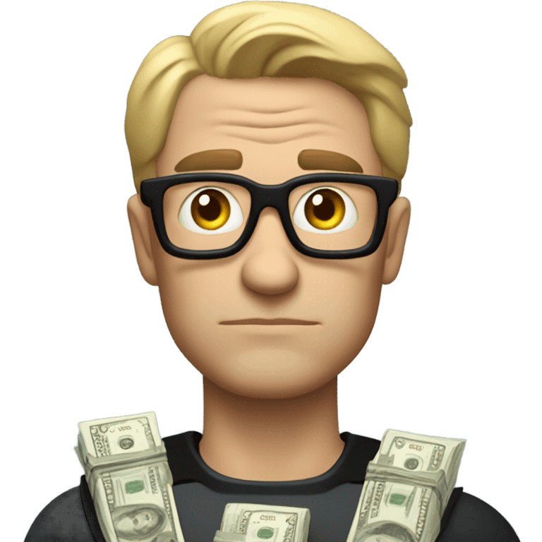 Batman offering stack of money not smiling  emoji