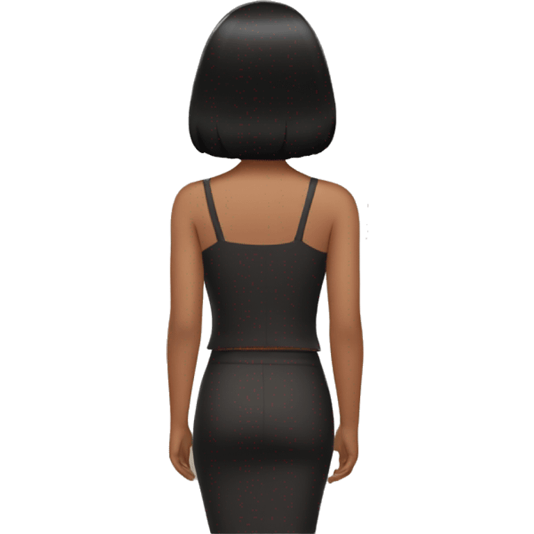 back of a brown women with black hair and a white crop  emoji