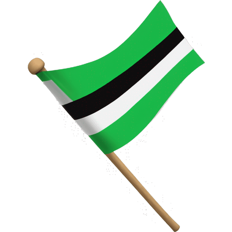 3 horizontal lines  flag green white and black in a stick  emoji