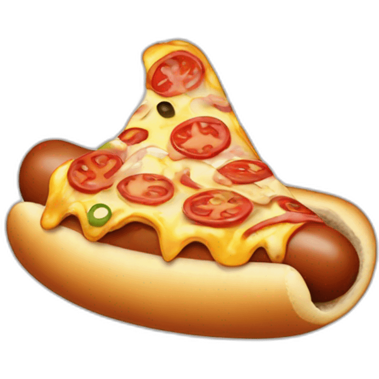 Hot dog eating pizza emoji