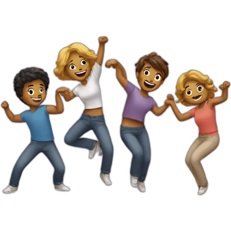 multiple friends dancing emoji