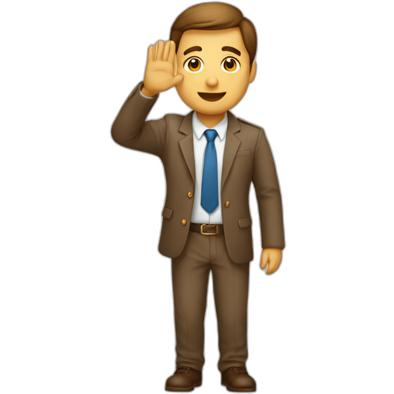 man with small eyes and light brown doing llp salution making llp salution with hand emoji