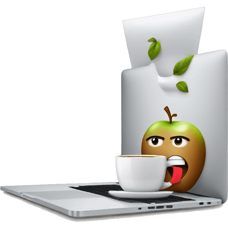 Apple drinking coffee and writing code on MacBook  emoji