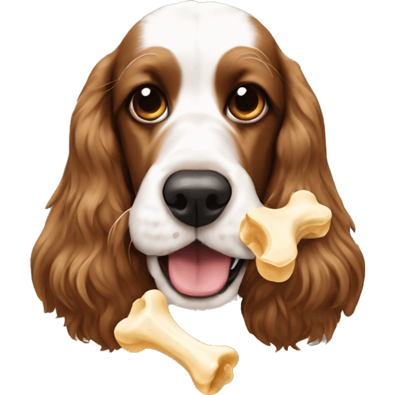 English Cocker Spaniel gnaws a bone emoji