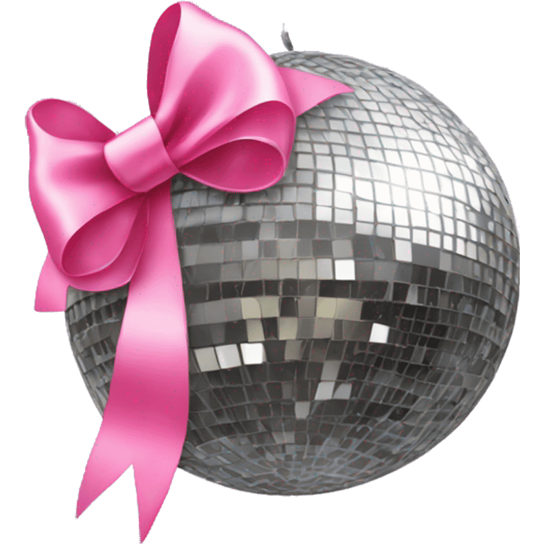 Disco ball with pink bow emoji