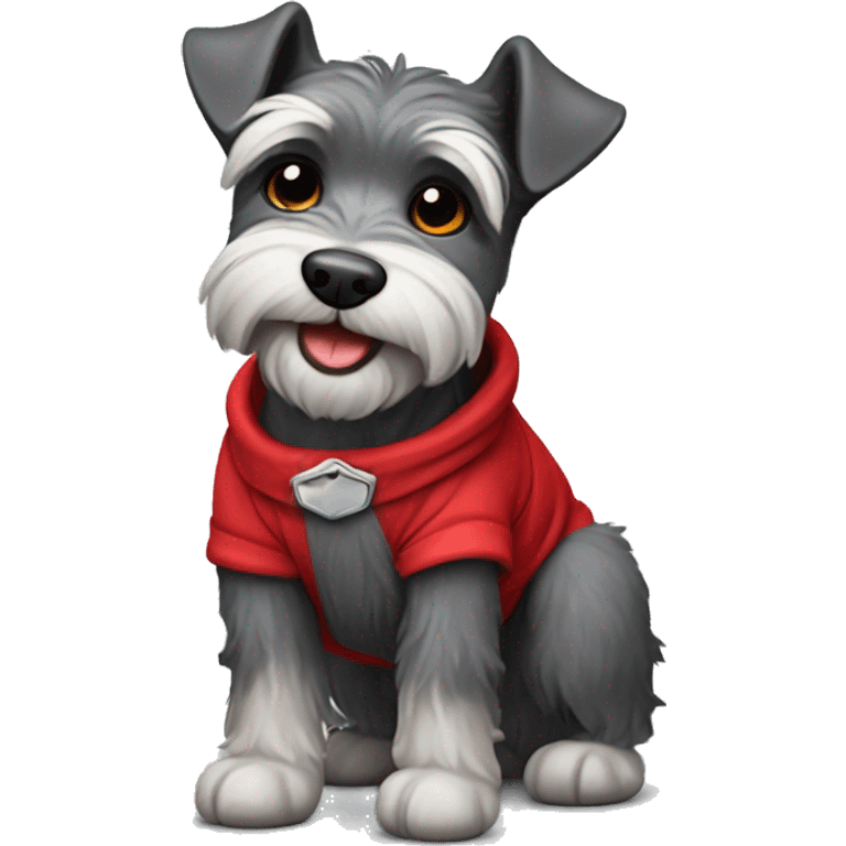 Little schnauzer dog smiling with red clothes emoji