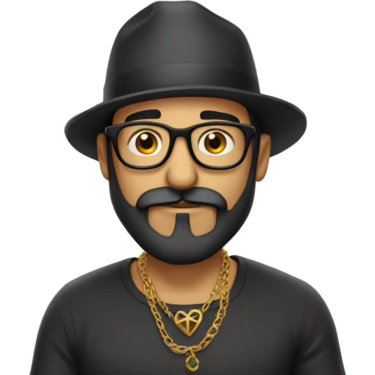 Mexican man with beard and glasses and cross necklace picking his nose emoji