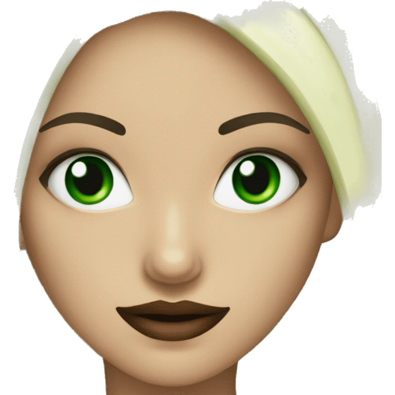 persona morena con ojos verdes y vampiro emoji