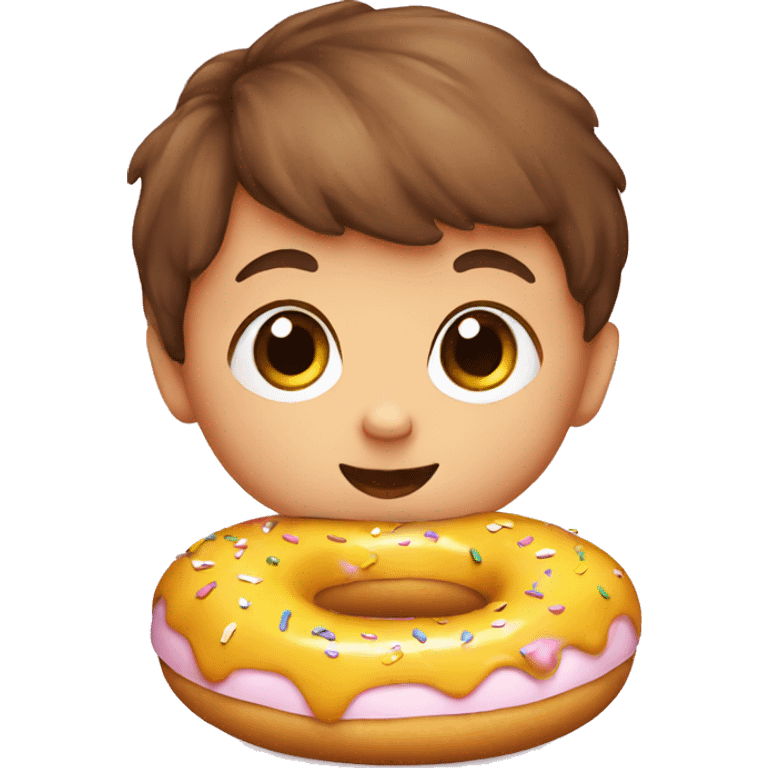 Baby boy with donut emoji