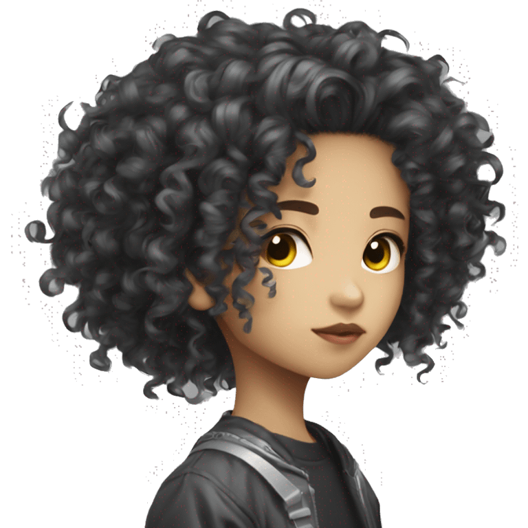 Curly Hair Cyberpunk Young Asian Mana Xr emoji