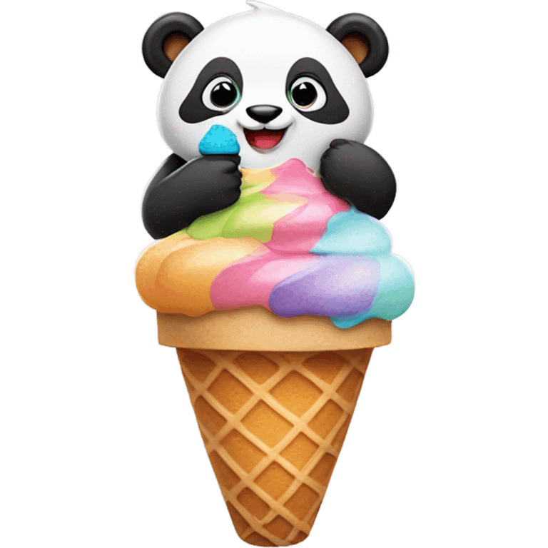 Panda eating ice cream emoji