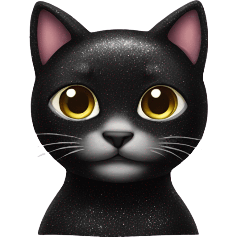 Black glittery shimmery cat emoji