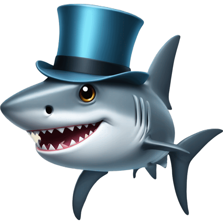 Shark with a top hat emoji