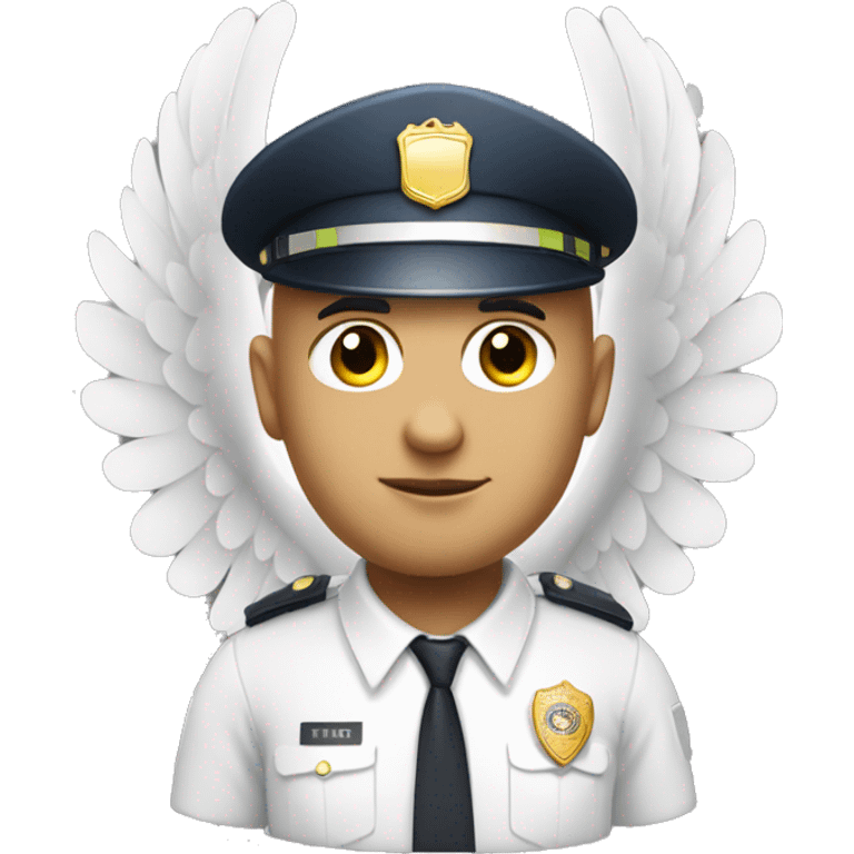 A WHITE Police man bald with cap with Big ANGEL WINGS emoji