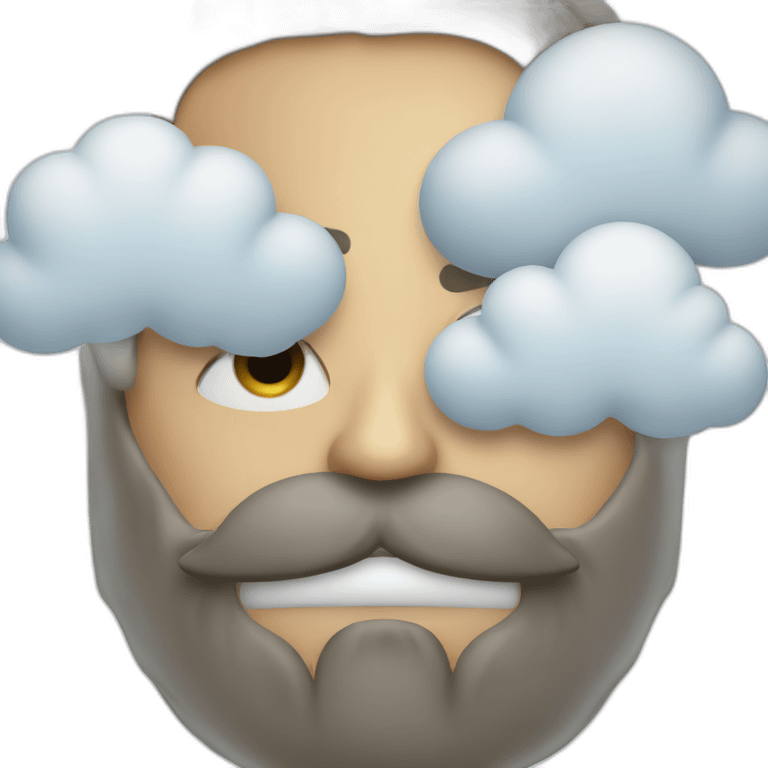 a man with a beard and a big cloud in front of his face emoji