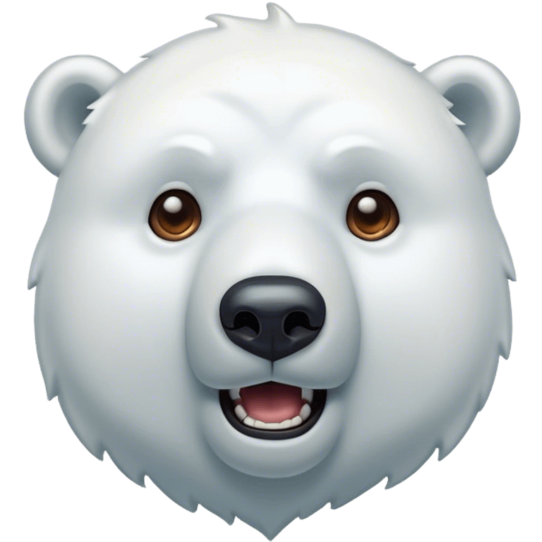 Cinematic Comical Polar Bear Portrait Emoji, Head tilted dramatically with an exaggeratedly shocked expression, featuring a robust, snowy build with wide, comically expressive eyes full of humorous disbelief, Simplified yet hilariously expressive features, highly detailed, glowing with a slightly sassy polar glow, high shine, dramatic yet playful, stylized with an air of quirky arctic attitude, soft glowing outline, capturing the essence of a meme-worthy polar bear that appears ready to side-eye its way into viral fame! emoji