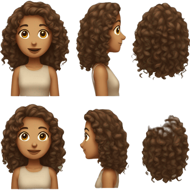 Curly brown hair girl with tan skin emoji