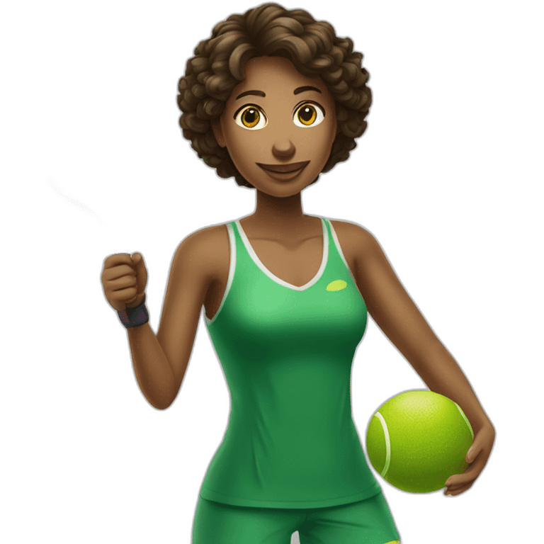 Pickle ball player woman with pickle ball ball and racket emoji