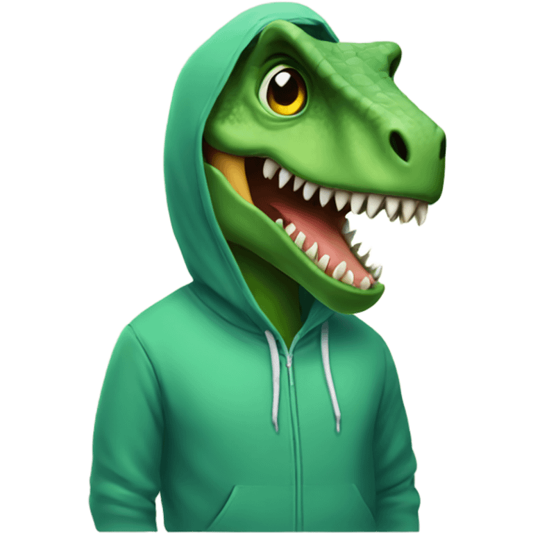 Dinosaur with hoodie on emoji