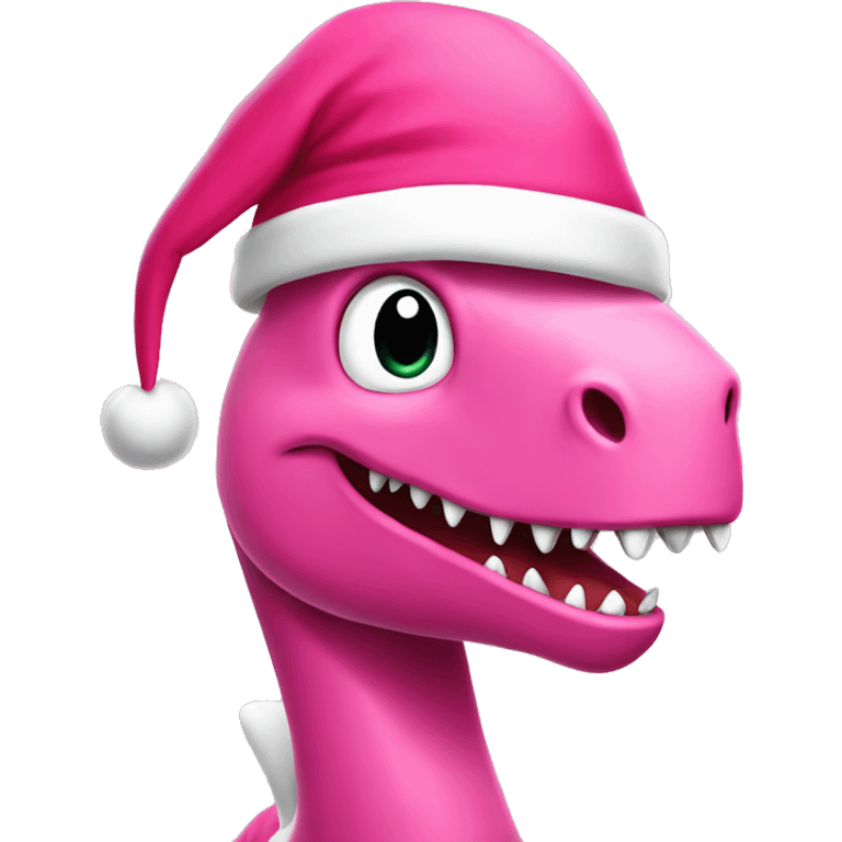 pink dinosaur with santa hat emoji