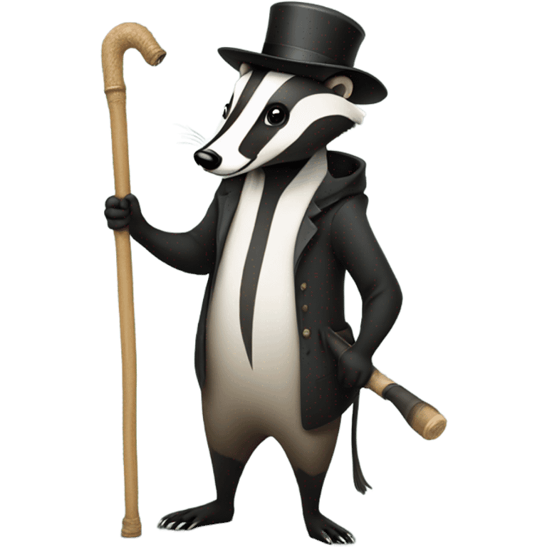 Badger on stilts with hat and cane emoji