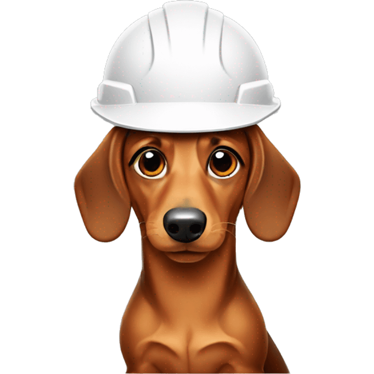 dachshund wearing hard hat emoji