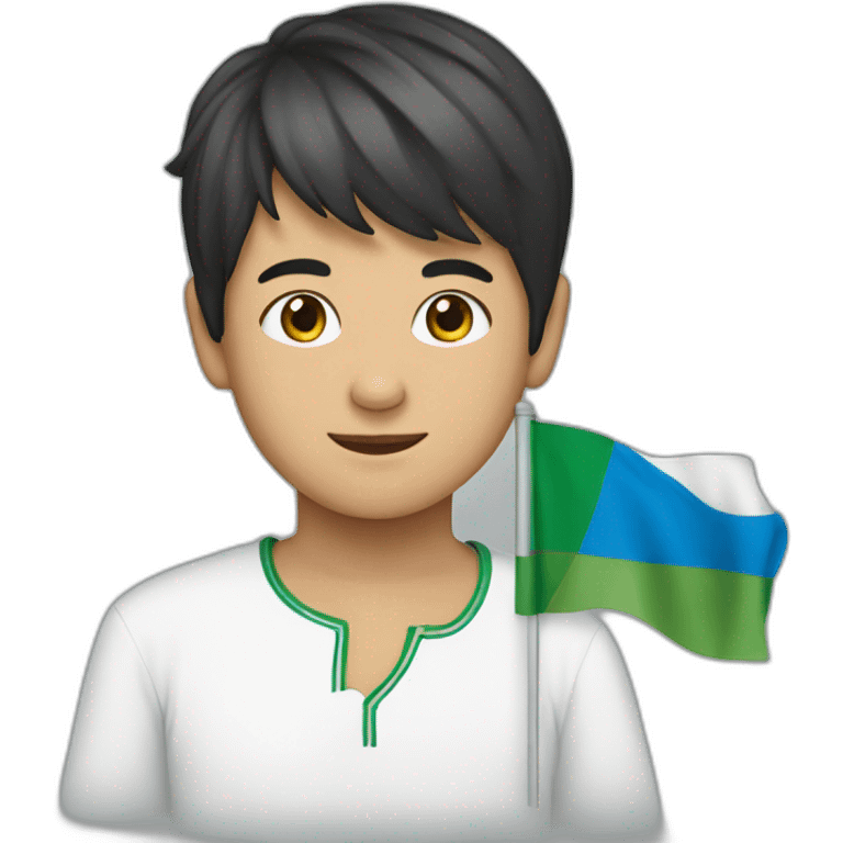 uzbek boy with uzbekistan flag emoji